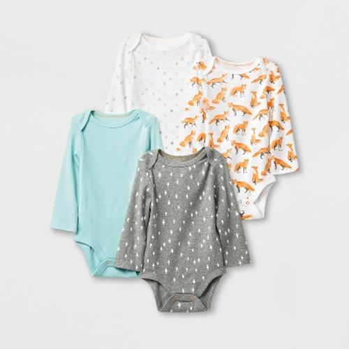 Baby 4pk Long Sleeve Bodysuits - Cloud Island™, Size: Newborn