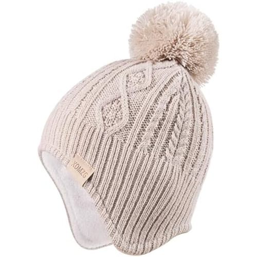 Baby Beanie Hat, Winter Warm Knit Cap and Scarf Set with Pom Pom for Girls, Toddler Winter Hat(0-36months)