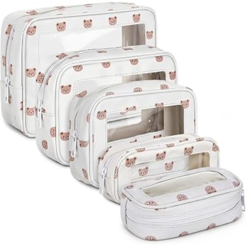 Gilprop 5 Pcs Diaper Bag Organizer Pouch Set TSA Approved Toiletry Bag Clear Waterproof Tpu Makeup Pouch Travel Organizer Pack for Mom Baby Nursing