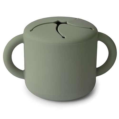 mushie Silicone Snack Cup | Spill Proof Food Container for Toddler and Baby (Dried Thyme)
