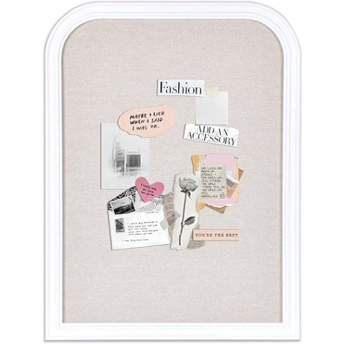 Bulletin Board with Linen, 23.6x17.7 inches Bulletin Board with White Wood Style Frame, Decorative Hanging Pin Board Vision Board Message Board for Office School Home Decor(2R&2S,L-4560,1p)