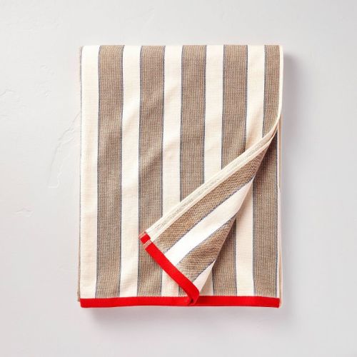 65"x65" Oversized Beach Towel Cream Striped - Hearth & Hand™ with Magnolia