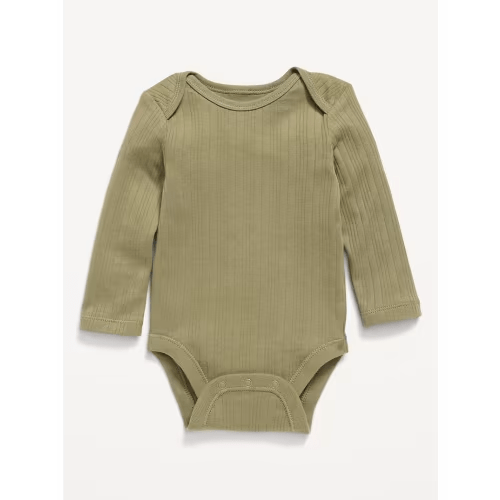 Long-Sleeve Ribbed Bodysuit for Baby | Dried Grasses | 6-12M
