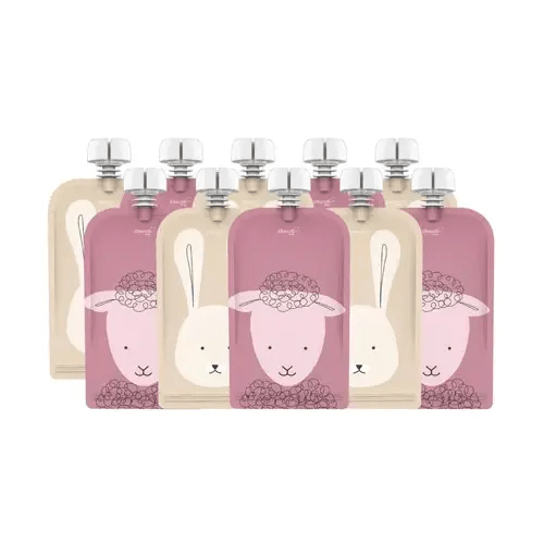 Cherub Baby Food & Yogurt Pouches 120Ml Dusty Rose/Sand 10PK | Baby Bunting AU