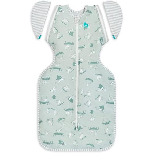 Love to Dream Swaddle Up Transition Bag, Patented Zip-Off Wings, Gently Help Baby Transition from Being Swaddled to Arms Free When Showing Signs of Rolling, Lite 0.2 TOG, 19-24 lbs, Olive