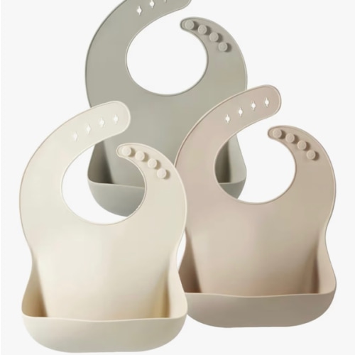 PandaEar Set of 3 Silicone Baby Bibs, Waterproof Soft Adjustable Bibs for Babies Toddlers 10-72 Months