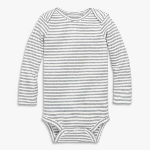 Organic long sleeve babysuit in stripe | Primary.com