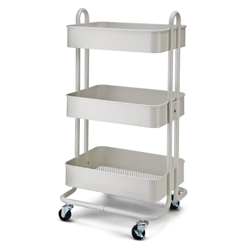 type A Momentum Steel 3-Tier Utility Cart with 4 Wheels, White