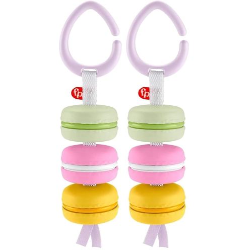 Fisher-Price My First Macaron Pretend Food TakeAlong Baby Rattle Activity Toy, Multicolor (Pack of 2)