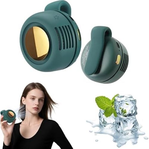 Portable Silent Mini Bladeless Fan Clip On,Mini Clip on Fan for Shirt & Waist, Portable Small Whirlwind Bladeless Fans,Suitable for Outdoor & Travel & Office,Travel Accessories (Green)