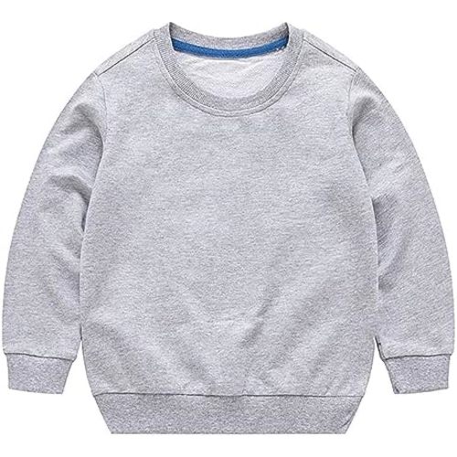 Girls and Toddlers' Basic Cotton Sweatshirt Baby Boy Classic Solid Crewneck Sweatshirt Pullover Tops Long Sleeve Shirt