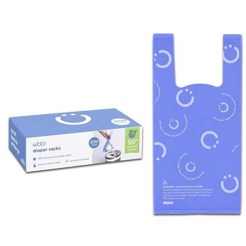 Ubbi Disposable Diaper Sacks, Lavender Scented, Easy-To-Tie Tabs, Diaper Disposal or Pet Waste Bags, 200 Count | Easy-To-Tie Tabs, Made from 50% Recycled Material, Disposable On-The-Go Bags, Diaper Bag and Travel Essential