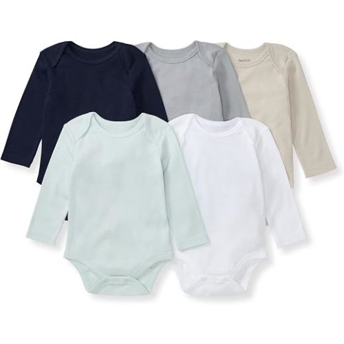 0-3 m Burt's Bees Baby Unisex Bodysuits, Short Sleeve Organic Sleepwear, 5-Pack