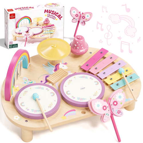 Musical Instruments for Kids, Kids Drum Set, Musical Toys for Kids 3 to 6, Musical Instruments for Toddlers Montessori Learning Preschool Toys, Montessori Toys for Kids 1-3 3-6 Year Old - Unicorn