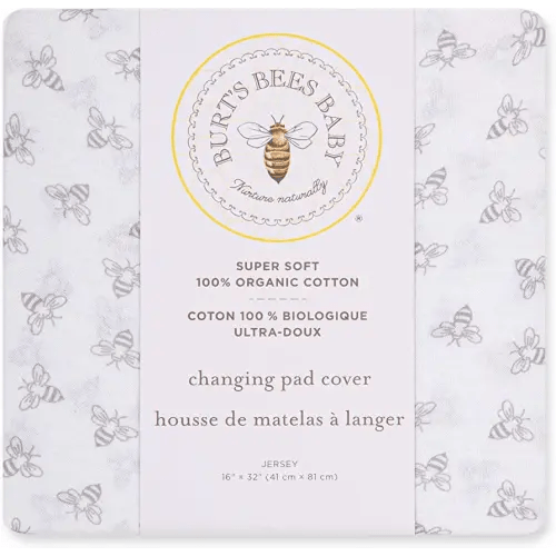 Burt's Bees Baby Unisex Baby Gift Set - Crib Sheet, Changing Pad Cover & Burp Cloths, 100% Organic Cotton Essentials Bundle