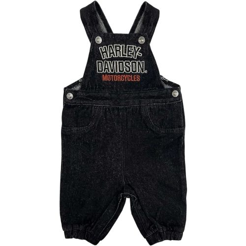Harley-Davidson Baby Unisex Embroidered H-D Denim Newborn Overalls - Black