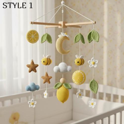 Lemon Bee Baby Mobile, Crochet Citrus Nursery Decor