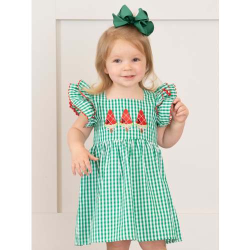 Watermelon Treats Gingham Ruffle Dress
