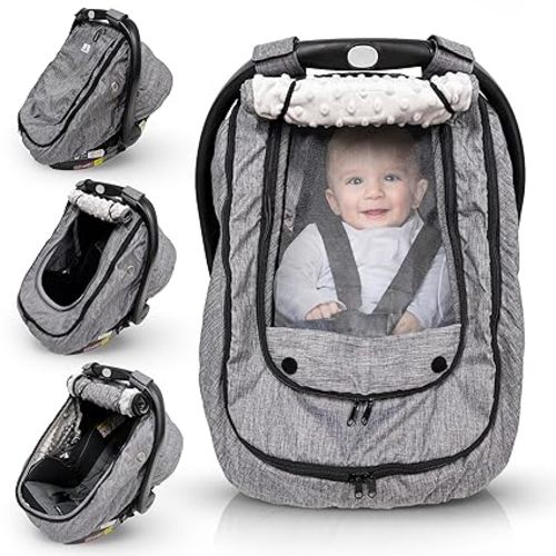 Waterproof Baby Car Seat Cover | Windproof Carseat Cover for Babies | Infant Car Seat Cover for Boys, Girls & carseat Covers Baby Girl | Universal Fit (Gray)