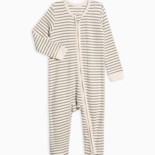 Kit Ribbed Zipper Sleeper Olive Stripe 0-3 months