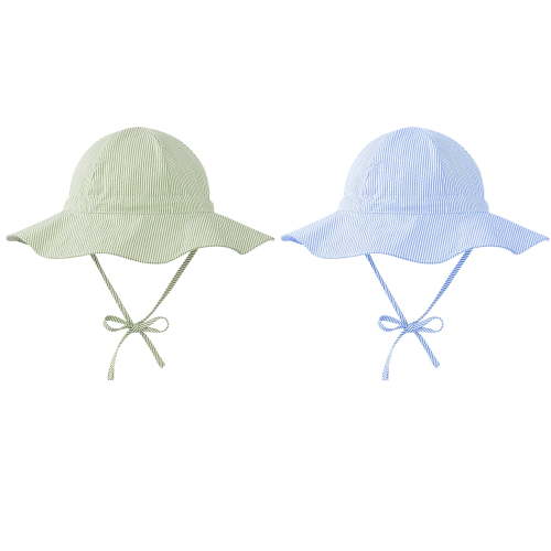 Zando 2 Pcs Sun Protection Baby Sun Hat Sun Protection Toddler Sun Hat Beach Hat Wide Brim Newborn Sun Hat Adjustable 2 Pack Green & Navy Blue 3-6 Months