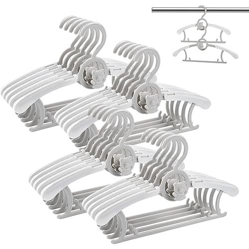 HGYZE Baby Nursery Closet Hangers, Ultra Thin Non-Slip and Extendable Laundry Infant Pant Hanger for Newborn Clothes - 20pcs Grey Gift - Adjustable Children Coat Hanger for Girl Boy Toddler Kids Child