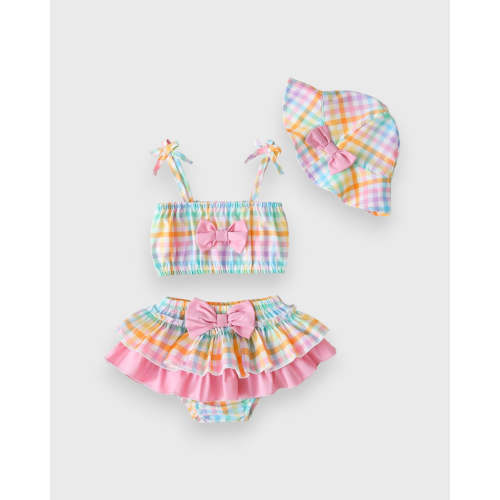 3 Pc Baby Girl Summer Ruffle Stripe Crop Set