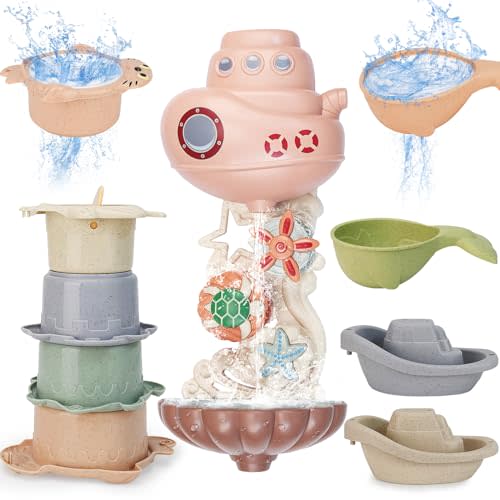 Toddler Bath Toys for Kids Ages 1-3|Baby Bath Toys Toddlers 2-4|Bathtub Toys for Babies 6-12 Months|Mold Free Bath Cup Toys|Infant Bath Tub Shower Toys for Age 3-5|1 2 Year Old Boy Girl Birthday Gift