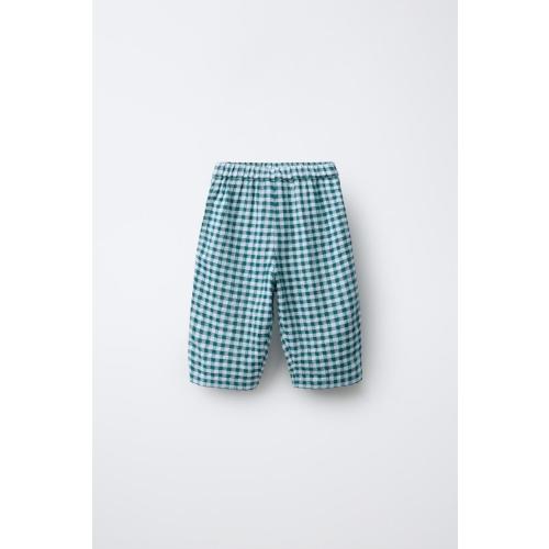 TEXTURED PLAID BAGGY PANTS - Blue | ZARA United States