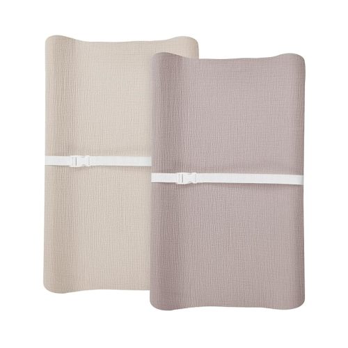 Changing Pad Cover for Baby Boy Girl 2 Pack, Muslin Changing Table Pad Covers with Boho Style, Neutral Nursery Bedding Essentials Soft and Breathable(Beige & Vintage Taupe)