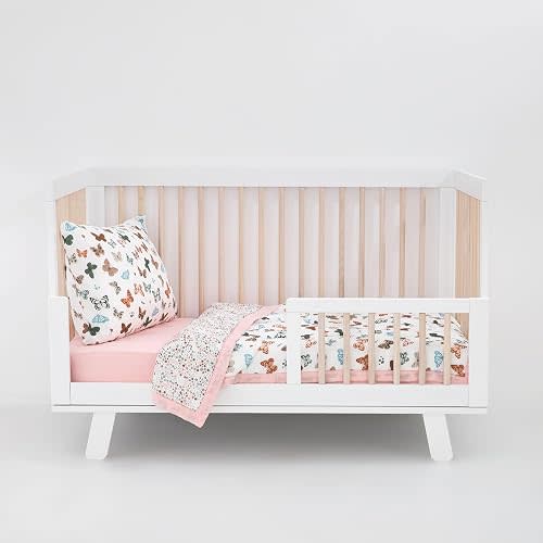 Little Unicorn Toddler Bedding 3-Piece Set | Super Soft & Breathable Muslin Fabric | for Convertible Cribs & Toddler Beds (Butterflies 2)