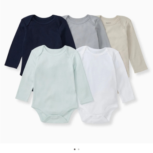Solid Organic Cotton Long Sleeve Baby Bodysuits 5 Pack - Midnight