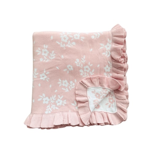 Blush Blossoms Organic Ruffle Baby Blanket