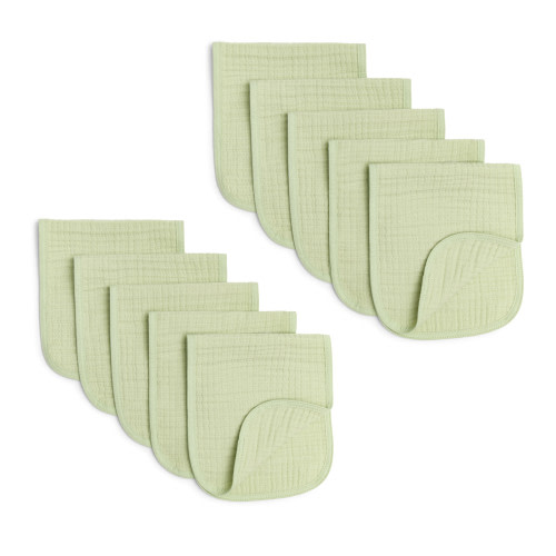 Small Story Organic Cotton Burp Cloths Multipack - Sage, 10