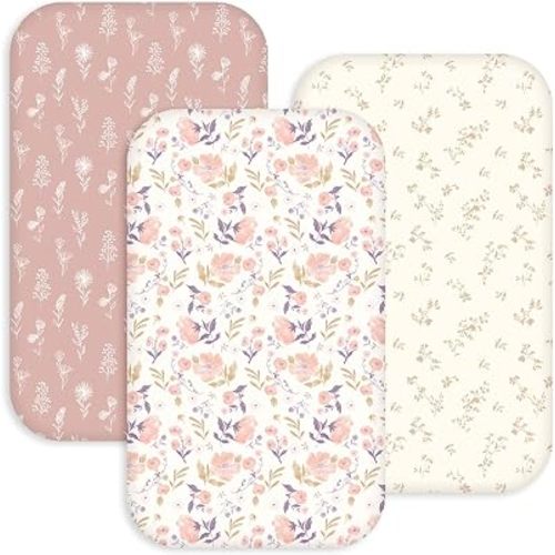 3 Pack Bedside Bassinet Sheets Girl & Boy 33" x 20" Rectangle