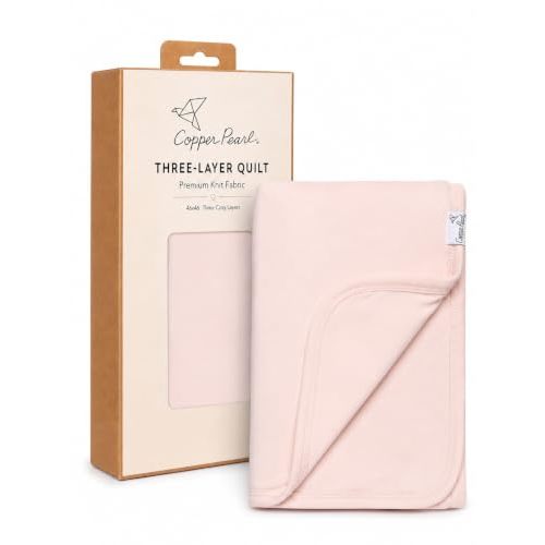 Copper Pearl Three-Layer Baby Blanket: Soft Baby Quilts for Boys and Girls | Breathable, Cozy, Toddler Blanket | Baby Quilt for Newborns | 46x46 Premium Polyester/Rayon | Blush