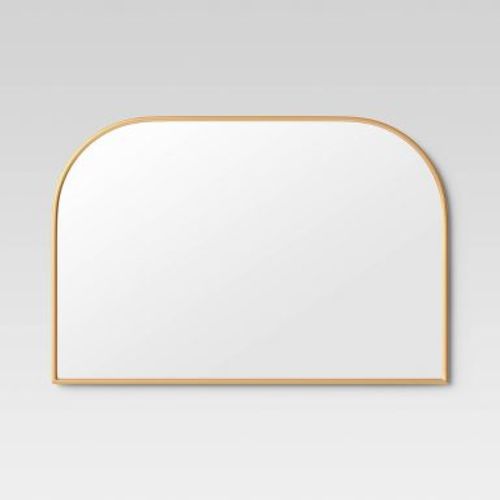 36" x 24" Over the Mantel Mirror Gold - Threshold™: Rounded Top, Metal Frame, Wall Mounted