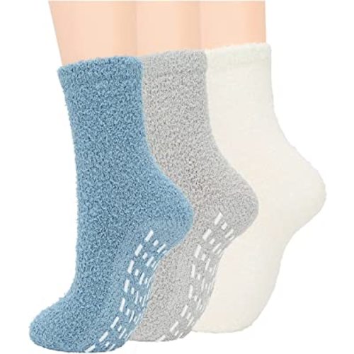 Century Star Fuzzy Socks Slipper Non Slip Grippy Socks for Women Winter Warm Cozy Soft Fluffy with Grips-Hospital
