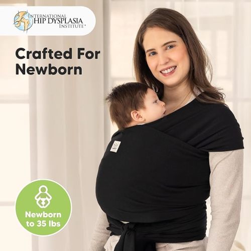 KeaBabies Baby Wrap Carrier, All in 1 Original Baby Carrier (Trendy Black) | Newborn to Toddler Sling, Easy to Wear, Hands Free Bonding, Lightweight, Breathable Infant Wraps