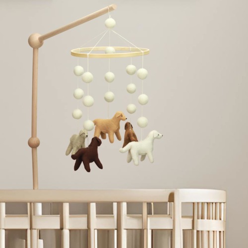 Golden Retriever Baby Mobile: Custom Colors, Felt Puppy Nursery Decor