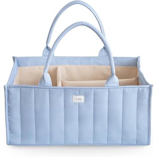 mushie Baby Diaper Caddy | Newborn Essentials Organizer for Diaper Changing Station (Tradewinds)
