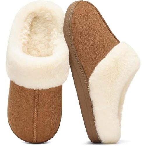 Evshine Women's Memory Foam Fuzzy Slippers Cozy House Shoes