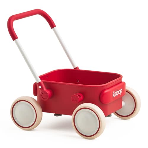 PULA Baby Push Walker with Wheels Toddler Wagon for First Learner Baby Toys 6-12 Months, 1 Year Old Birthday Gifts, Indoors and Outdoors (Red)