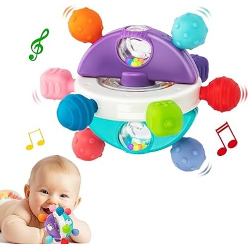 Baby Sensory Teething Toys, Montessori Baby Toys Teether, Silicone Teethers for Babies, Chew Toy for Babies 0-12 Months, Gifts for Newborn Infant Boys Girls 0-6 6-12 12-18 Months