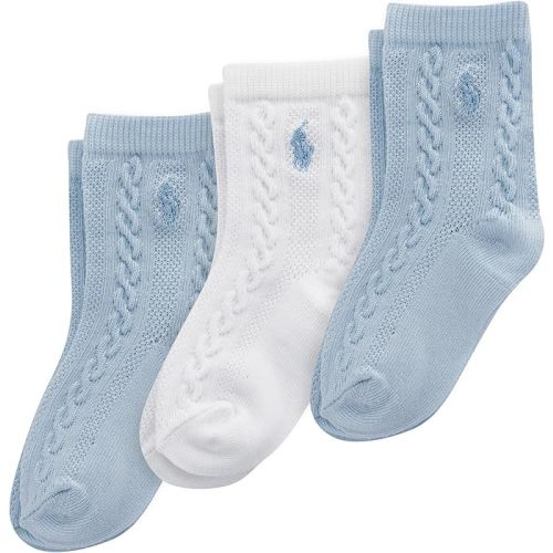 POLO RALPH LAUREN baby-girls Organic Cotton Socks - 3 Pair Pack - Soft Cable and Tossed Cotton