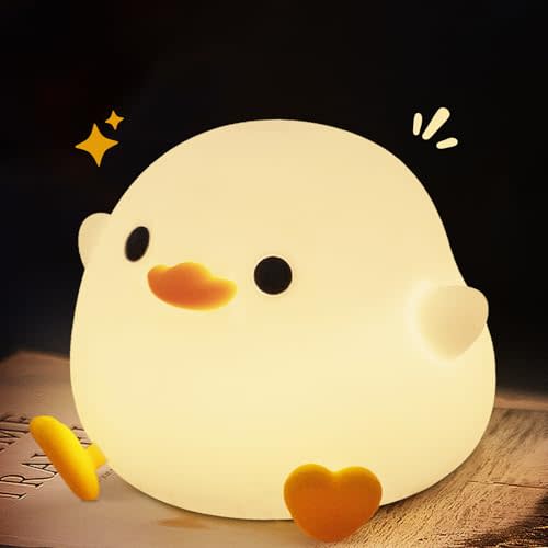 YR YRHH-PET Cute Duck Night Light, Dodo Duck Lamp, Bean Shape, LED Squishy Novelty Ducky Light, Silicone Dimmable Nightlight, Light Up Duck White Elephant Gifts, Baby Kids Nursery Room College Décor