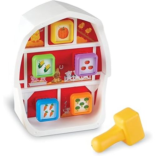 Learning Resources Barnyard Pounding Bench, Farm Animals for Kids, Fine Motor Skills, Montessori Toys, Hammer Toy , Ages 18 Months+, 3 Pieces