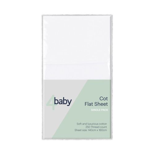 4baby Cot Flat Sheet New White