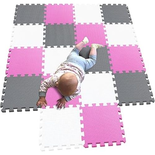 MQIAOHAM® 18 Pieces Puzzle Play Mats, Soft Baby Play Mat, Kids Interlocking Foam Floor Tiles, Toddlers Carpet Playmats G301018-101103112
