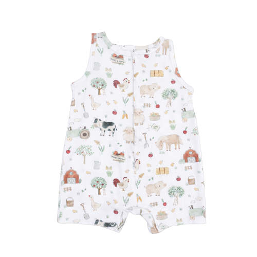 Sleeveless Shortie Romper, Cute Farm Animals Uni